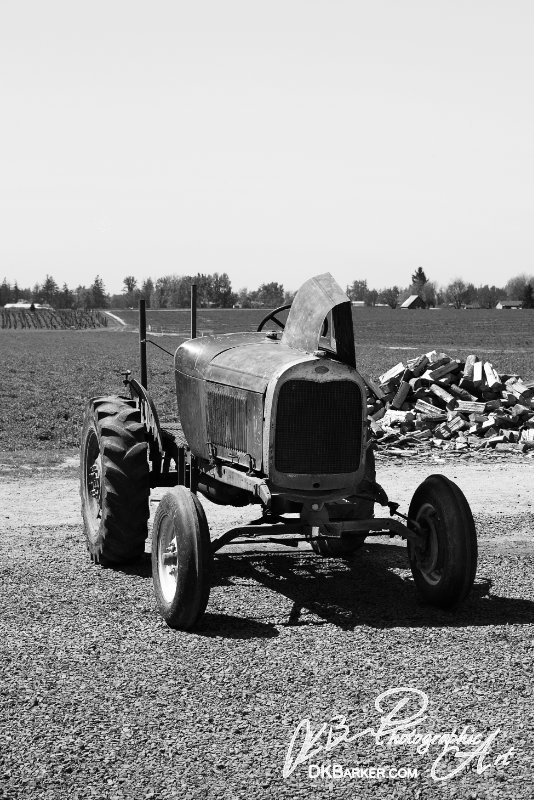 Tractor in Black and White
